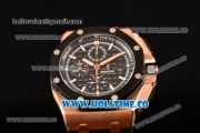 Audemars Piguet Royal Oak Offshore Chrono Clone AP Calibre 3126 Automatic Rose Gold Case with Black Dial PVD Bezel and White Stick Markers (EF)