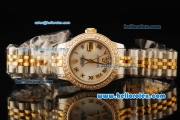 Rolex Datejust Automatic Movement ETA Coating Case with White Dial and Gold Roman Numerals -Two Tone Strap