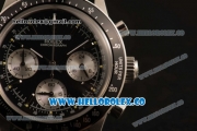 Rolex Daytona Vintage Edition Chrono Miyota OS20 Quartz Steel Case with Black Dial and Black Leather Strap