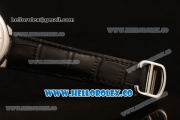 Cartier Ballon Bleu De Chrono Swiss Valjoux 7750 Automatic Steel Case with White Dial Roman Numeral Markers and Genuine Leather Strap