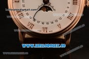 BlancPain Villeret Moonphase & Complete Calendar Miyota 9015 Automatic Rose Gold Case with White Dial Brown Leather Strap and Roman Numeral Markers (AAAF)