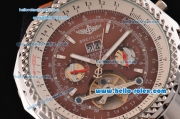 Breitling for Bentley Tourbillon Skeleton Automatic with Brown Dial and White Bezel-Brown Leather Strap