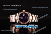 Rolex Datejust Asia 2813 Automatic Rose Gold/Steel Case with Purple Dial Diamonds Bezel and Roman Numeral Markers (BP)