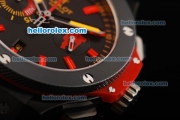 Hublot Big Bang Swiss Valjoux 7750 Automatic Movement Ceramic Bezel with Black Dial and Red Stick Marker-Rubber Strap