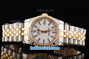 Rolex Datejust Automatic Movement White Dial with Gold Stick Markers and Gold Bezel-18K Gold Never Fade