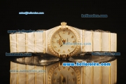 Omega Constellation Swiss Quartz Steel Case with Diamond Bezel and White Dial-Two Tone Strap