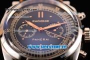 Panerai Radiomir 1940 Chronograph ORO Branco PAM 520 Asia Automatic Steel Case with Black Dial and Brown Leather Strap - Dot Markers
