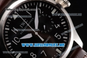 IWC Big Pilot Clone IWC 51111 Automatic Steel Case with Black Dial White Hands and Brown Leather Strap Arabic Numeral Markers