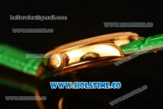 Rolex Cellini Time Asia 2813 Automatic Yellow Gold Case with Green Dial and Stick Markers