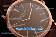 Patek Philippe Calatrava Miyota OS2035 Quartz Rose Gold Case with Brown Dial and Stick Markers