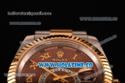 Rolex Sky-Dweller Asia Automatic Two Tone Case/Bracelet with Roman Numeral Markers and Brown Dial