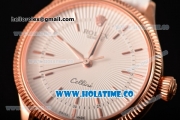 Rolex Cellini Time Asia 2813 Automatic Rose Gold Case with Beige Dial White Leather Strap and Stick Markers