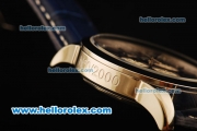 Breitling Transocean Chronograph Quartz Steel Case with Black Dial-Dark Blue Leather Strap