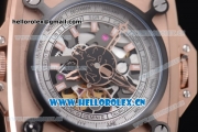 Hublot Masterpiece MP 08 Antikythera Sunmoon Asia 2813 Automatic Rose Gold Case Skeleton Dial and Army Green Leather Strap