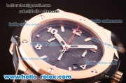 Hublot Big Bang Swiss Valjoux 7750 Automatic Rose Gold Case with Black Dial and Black Rubber Strap