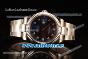 Rolex Datejust Oyster Perpetual Swiss ETA 2836 Automatic Steel Case Diamonds Markers With Blue Dial Steel Bracelet (BP)