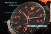 Rolex Milgauss SE Stealth Orange Asia 2813 Automatic PVD Case Orange Nylon Strap with Black Dial Orange Stick Markers