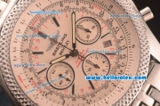 Breitling For Bentley Asia Valjoux 7750 Automatic Movement with White Dial and SS Strap-Small date