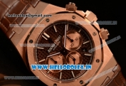 Audemars Piguet Royal Oak Chronograph Swiss Valjoux 7750 Rose Gold Case with Black Leather Strap Brown Dial and Gold Three Subdials 1:1 Original EF