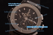 Hublot Aero Bang Chronograph Swiss Valjoux 7750 Automatic Ceramic Case with Titanium Bezel Stick Markers and Black Dial