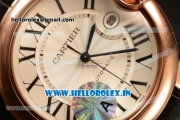 Cartier Ballon Bleu De Large Japanese Miyota 9015 Automatic Rose Gold Case White Dial Roman Numeral Markers With Rose Gold Bezel Black Leather Strap