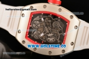 Richard Mille RM 055 Bubba Watson Tourbillon Manual Winding Steel Case with Skeleton Dial and Dot Markers - Red Inner Bezel