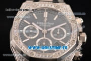 Audemars Piguet Royal Oak Chronograph Swiss Valjoux 7790 Automatic Steel/Diamonds Case with Diamonds Bezel Blue Dial and Stick Markers (EF)