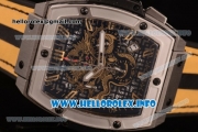 Hublot MP-06 Senna Champion 88 Chrono Miyota Quartz Steel Case with Skeleton Dial and Yellow/Black Leather Strap