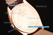 Rolex Cellini Danaos Swiss Quartz Rose Gold Case with Brown Leather Strap White Dial Stick Markers