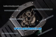 Richard Mille RM 055 Miyota 9015 Automatic PVD Case with Skeleton Dial and Dot Markers Black Rubber Strap Green Inner Bezel