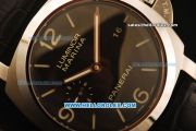 Panerai Luminor Marina PAM 312 Swiss Valjoux 7750 Automatic Steel Case Black Dial with White Stick/Numeral Markers and Black Leather Strap-1:1 Original