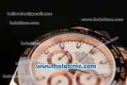 Rolex Daytona Chrono Swiss Valjoux 7750 Automatic Rose Gold Case with Stick Markers White Dial and Black Ceramic Bezel