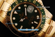 Rolex GMT Master II Swiss ETA 2836 Automatic Movement Full Gold with Green Dial and Bezel - Small Calendar