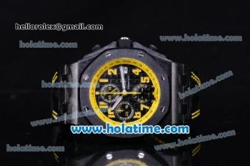 Audemars Piguet Royal Oak Offshore Carbon BumbleBee Chrono Swiss Valjoux 7750 Automatic Carbon Fiber Case with Yellow Arabic Numeral Markers and Black Dial