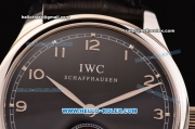 IWC Portuguese Swiss ETA 2836 Automatic Steel Case with Black Dial - Numeral Markers and Black Leather Strap