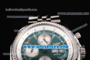 Breitling Bentley Motors Chrono Swiss Valjoux 7750 Automatic Steel Case/Bracelet with Green Dial and Silver Stick Markers (BP)