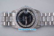 Rolex Day-Date Oyster Perpetual Automatic Full Diamond with Black Dial-Big Calendar