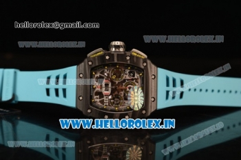 Richard Mille RM11-03 Swiss Valjoux 7750 Automatic Carbon Fiber Case Skeleton Dial With Arabic Numeral Markers Blue Rubber Strap 1:1 Original(KV)