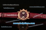 Franck Muller Freedom Chrono Miyota OS20 Quartz Rose Gold Case with Burgundy Dial Diamonds Bezel and White Markers - 7750 Coating