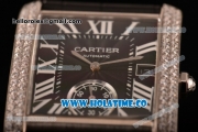 Cariter Tank MC Swiss ETA 2824 Automatic Steel Case with Black Dial and White Roman Numeral Markers - Diamonds Bezel