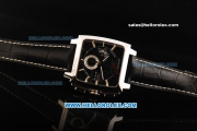 Tag Heuer Monaco LS Chronograph Miyota Quartz Movement Steel Case with Black Dial and Black Leather Strap