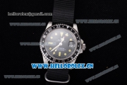 Rolex GMT-Master Asia 2813 Automatic Steel Case with Black Dial Black Nylon Strap and Yellow Markers