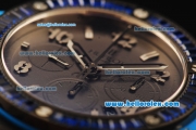 Hublot Big Bang Chronograph Swiss Valjoux 7750 Automatic Movement PVD Case with Blue Diamond Bezel and Blue Rubber Strap