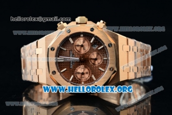 Audemars Piguet Royal Oak 41MM Chronograph Swiss Valjoux 7750 Automatic Rose Gold Case/Bracelet with Brown Dial (EF)