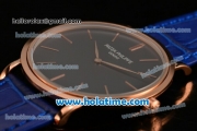 Patek Philippe Calatrava Miyota OS2035 Quartz Rose Gold Case with Blue Dial and Stick Markers