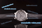 Cartier Ballon Bleu Chrono Miyota Quartz Steel Case with Silver Dial and Black Leather Strap