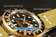 Rolex GMT-Master II Vintage 2813 Auto With Leather Strap Black Dial And Black Bezel Two Tone