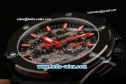 Hublot Classic Fusion Asia 3836 Automatic PVD Case with Red Stick Markers Black Leather Strap and Skeleton Dial