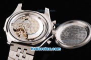 Breitling Bentley Motors Swiss Valjoux 7750 Chronograph Movement Full Beige Dial with Silver Stick Marker and SS Strap