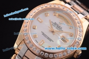 Rolex Day-Date Swiss ETA 2836 Automatic Two Tone Case with Diamond Bezel and MOP Dial-Diamond Markers